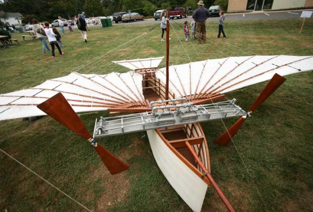 A one half scale model of Gustave Whitehead's Number 21, the plane he reportedly flew over Fairfield on the morning of August 14, 1901 A one half scale model of Gustave Whitehead's Number 21, the plane he reportedly flew over Fairfield on the morning of August 14, 1901